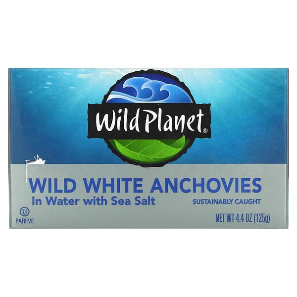 Wild Planet, Wild White Anchovies in Water with Sea Salt, 4.4 oz (125 g)