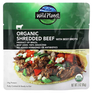 Wild Planet, Râpé de bœuf biologique au bouillon de bœuf, 85 g
