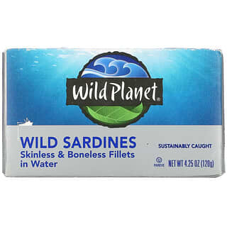 Wild Planet, Дикие сардины, филе без кожи и костей в воде, 120 г (4,25 унции)