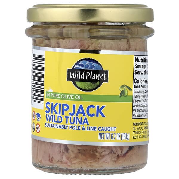 Wild Planet, Skipjack Wild Tuna in Pure Olive Oil, 6.7 oz (190 g)