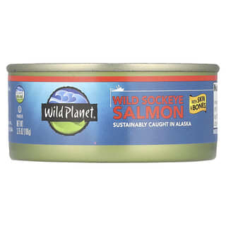 Wild Planet, Saumon rouge sauvage, Avec peau et arêtes, 106 g