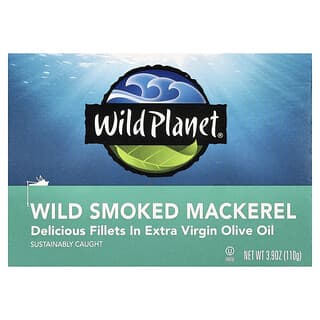 Wild Planet, Wild geräucherte Makrelen in nativem Olivenöl extra, 110 g (3,9 oz.)