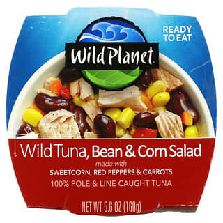 Wild Planet, Дикий тунец, салат с фасолью и кукурузой, 160 г (5,6 унции)
