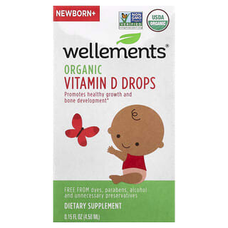 Wellements, Organic Vitamin D Drops, Newborn+, 0.15 fl oz (4.5 ml)