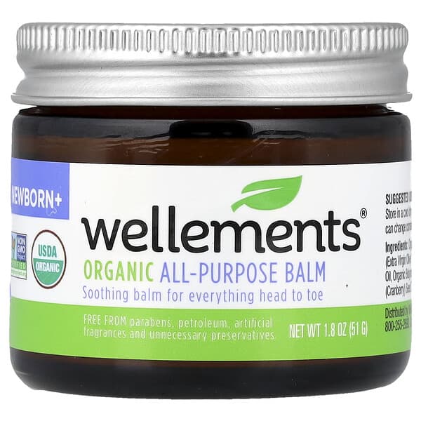 Wellements, 有機多功能潤膚膏，新生兒及以上適用，1.8 盎司（51 克）