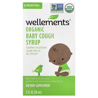 Wellements, Xarope Orgânico para Tosse para Bebês, A Partir de 4 Meses, 58 ml (2 fl oz)