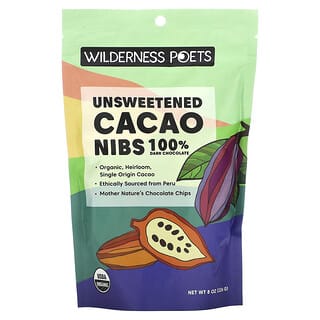 Wilderness Poets, Unsweetened Cacao Nibs, Dark Chocolate, 8 oz (226 g)