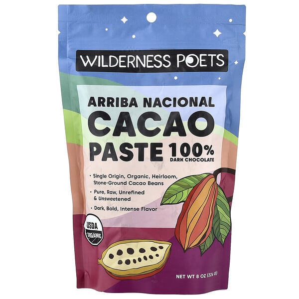 Wilderness Poets, Arriba Nacional, органическая какао-паста, темный шоколад, 226 г (8 унций)