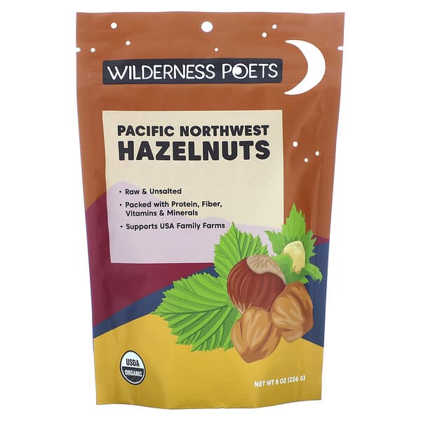 Wilderness Poets, オーガニック パシフィックノースウェスト ヘーゼルナッツ、無塩、226g（8オンス）