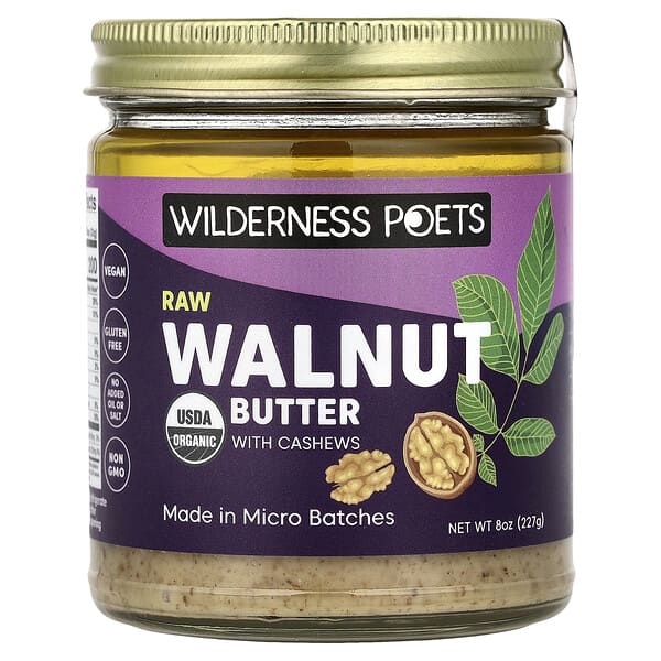 Wilderness Poets, Mantequilla de nuez cruda con castañas de cajú, 227 g (8 oz)