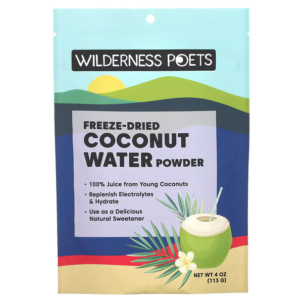 Wilderness Poets, インスタントココナッツウォーターパウダー、フリーズドライ、4 oz (113.4 g)