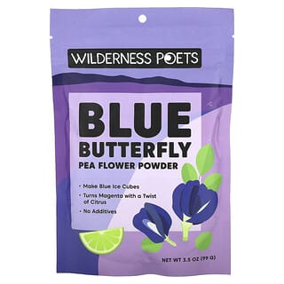 Wilderness Poets, 蝴蝶豌豆花粉，蓝色抹茶味，3.5 盎司（99 克）