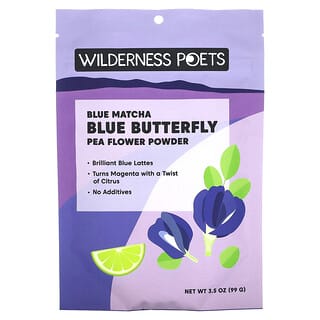 Wilderness Poets, Blue Butterfly Pea Flower Powder, Blütenpulver der blauen Schmetterlingserbse, Blauer Matcha, 99 g (3,5 oz.)
