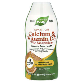 Nature's Way, Calcio y vitamina D3 con magnesio, Cítricos, 480 ml (16 oz. líq.)