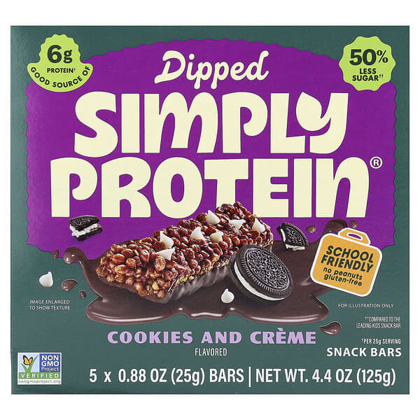 Dipped Snack Bars, Cookies & Creme, 5 Bars, 0.88 oz (25 g) Each