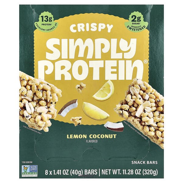 Crispy Snack Bars, Lemon Coconut, 8 Bars, 1.41 oz (40 g) Each