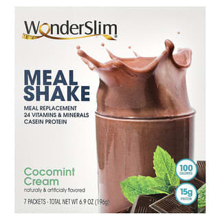 WonderSlim‏, שייק לארוחה, קרם Cocomint‏, 7 שקיקים, 28 גרם כל אחד