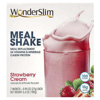 WonderSlim, Shake Refeição, Creme de Morango, 7 Embalagens, 27 g (0,95 oz) Cada