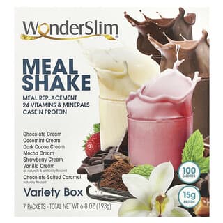 WonderSlim, Shake-repas, Boîte variée, 7 sachets, 193 g