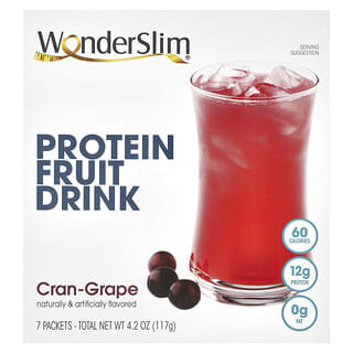 WonderSlim, Протеиновый фруктовый напиток, журавль и виноград, 7 пакетиков по 17 г