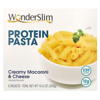 WonderSlim‏, פסטה חלבון, מקרוני קרמי וגבינה, 5 שקיקים, 60 גרם כל אחד