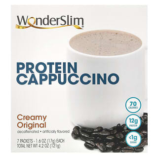 WonderSlim, Protein Cappuccino, Creamy Original, proteinreicher Cappuccino, cremiges Original, 7 Päckchen, je 17 g (1,6 oz.).