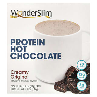WonderSlim, Protein Hot Chocolate, Creamy Original, 7 Packets, 0.7 oz (21 g) Each