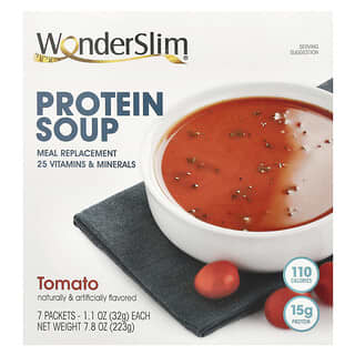 WonderSlim, Protein Soup, Tomate, Proteinsuppe, Tomate, 7 Päckchen, je 32 g (1,1 oz.).