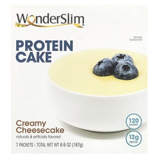 WonderSlim, Bolo de Proteína, Cheesecake Cremoso, 7 Pacotes, 27 g Cada