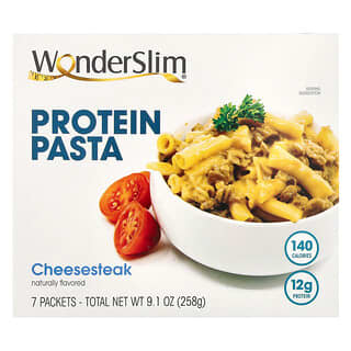 WonderSlim, 프로틴 파스타, 치즈 스테이크, 7팩, 개당 37g
