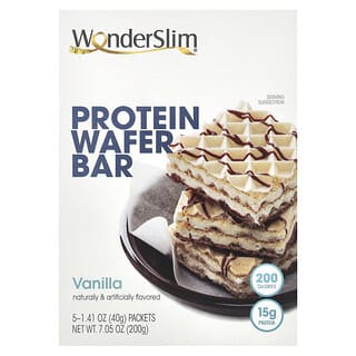 WonderSlim, Barrita de obleas proteicas, Vainilla, 5 sobres, 40 g (1,41 oz) cada uno