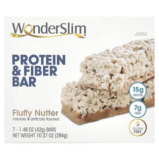 WonderSlim, Barre aux protéines et aux fibres, Noix moelleuse, 7 barres, 42 g pièce