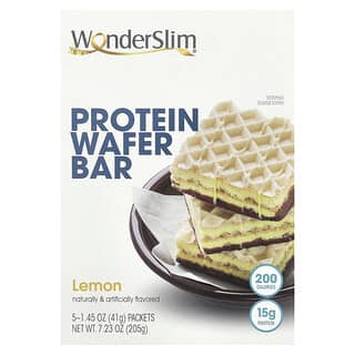WonderSlim, Protein Wafer Bar, Proteinriegel, Zitrone, 5 Päckchen, je 41 g (1,45 oz.).