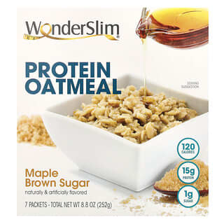 WonderSlim‏, חלבון שיבולת שועל, מייפל סוכר חום, 7 שקיקים, 36 גרם כל אחד