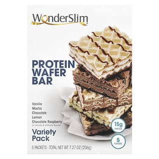 WonderSlim, Barra de Proteína para Wafer, Embalagem Variada, 5 Embalagens, 206 g (7,27 oz)