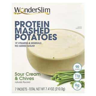 WonderSlim, Purée de pommes de terre protéinées, Crème aigre et ciboulette, 7 sachets, 30 g pièce