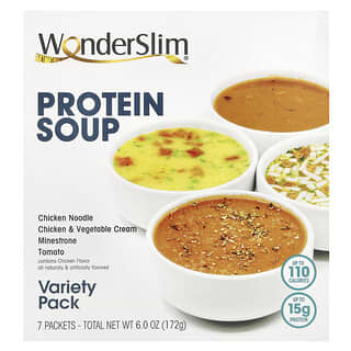 WonderSlim, Protein Soup, Variety Pack, 7 Packets
