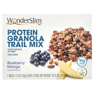 WonderSlim, Mezcla de frutos secos y granola proteica, Arándano azul y mango, 7 bolsas, 42 g (1,5 oz) cada una