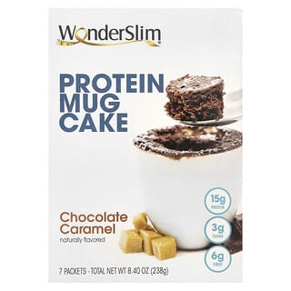 WonderSlim, Bizcocho proteico en taza, Chocolate y caramelo, 7 sobres, 34 g cada uno