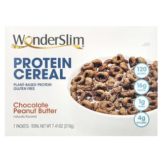 WonderSlim, Cereal proteico, Chocolate y mantequilla de maní, 7 sobres, 30 g cada uno