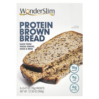 WonderSlim, Protein Brown Bread, Protein-Schwarzbrot, 5 Päckchen, je 70 g (2,47 oz.).