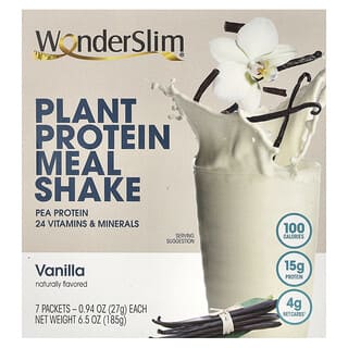 WonderSlim‏, שייק חלבון צמחי, וניל, 7 שקיקים, 27 גרם (0.94 אונקיות) כל אחד