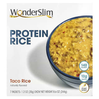 WonderSlim, Protein Rice, Taco Rice, Proteinreis, Taco-Reis, 7 Päckchen, je 35 g (1,2 oz.).
