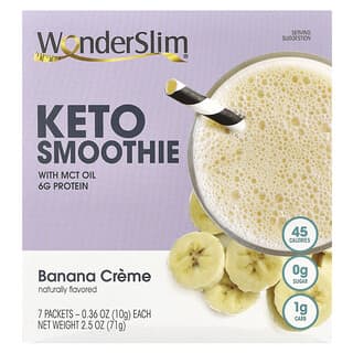 WonderSlim, Keto Smoothie, Banana Creme, Keto-Smoothie, Bananencreme, 7 Päckchen, je 10 g (0,36 oz.).