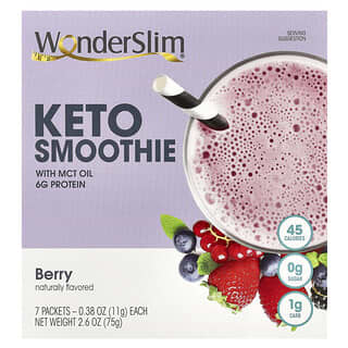 WonderSlim, Keto Smoothie, Berry, 7 Packets, 0.38 oz (11 g) Each
