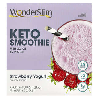 WonderSlim, Smoothie Cetogênico, Iogurte de Morango, 7 Embalagens, 11 g (0,38 oz) Cada