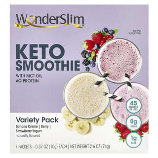 WonderSlim, Keto Smoothie, Variety Pack, 7 Packets, 0.37 oz (10 g) Each