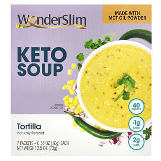 WonderSlim, Sopa cetogénica, Tortilla, 7 sobres, 10 g (0,36 oz) cada uno
