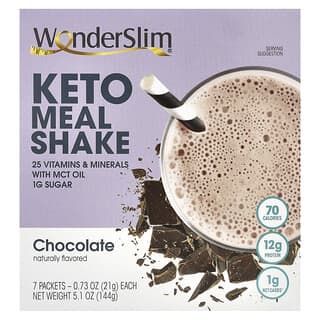 WonderSlim, кетогенный коктейль, со вкусом шоколада, 7 пакетиков. 21 г (0,73 унции) каждый