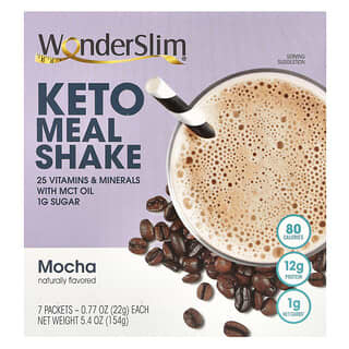 WonderSlim, Keto Meal Shake, Mokka, 7 Päckchen, je 22 g (0,77 oz.).